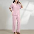 thumbnail image 1 of Womens Pajamas Set 100% Cotton Soft Short Sleeve Sleepwear Button Down Nightwear Summer Pj Sets Pink XXL, 1 of 8