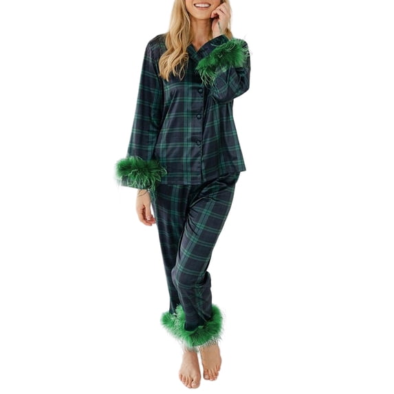 Womens Pajamas Set 2 Piece Button Down Pjs Soft Long Sleeve Top and Pants Sleepwear Set Lounge Sets