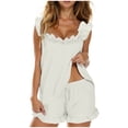 thumbnail image 1 of Womens Pajamas Set 2 Piece Ruffle Pj Soft Tank Top and Shorts Sleepwear Set Bridal Pajama for Women Set, 1 of 6