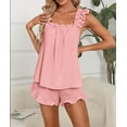 thumbnail image 1 of Womens Pajamas Set 2 Piece Ruffle Pj Soft Tank Top and Shorts Sleepwear Set Bridal Pajama for Women, 1 of 6