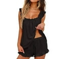 thumbnail image 1 of Women Pajamas Set 2 Piece Ruffle Pj Soft Tank Top and Shorts Sleepwear Set, 1 of 6