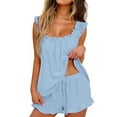thumbnail image 1 of Women Pajamas Set 2 Piece Ruffle Pj Soft Tank Top and Shorts Sleepwear Set, 1 of 7