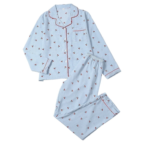 Womens Pajamas Set 2 Piece Women'S Loungewear Sets Button Down Long Sleeve Heart Print Pjs Set Womens Pajamas Set
