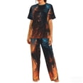 thumbnail image 1 of Womens Pajamas Set Loungewear Short Sleeve Top Pants Soft Sleepwear Pjs Sets, Grim Reaper On Fire Cool Art, 1 of 6