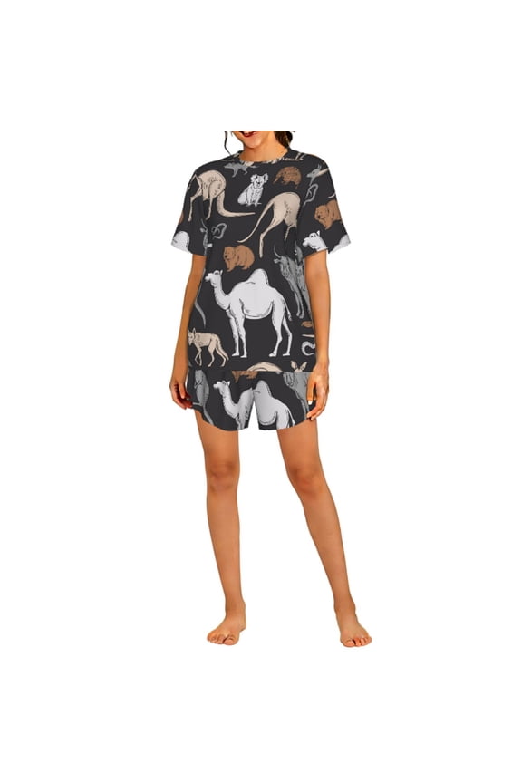 Womens Pajamas Set Short Sleeve Top Pants Soft Sleepwear Loungewear Pjs Sets, Australian Animals Koala