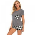 thumbnail image 1 of Womens Pajamas Set Soft Pjs Nightwear Short Sleeve Top with Plaid Shorts Pajama Sets Sleepwear S-2X, 1 of 6
