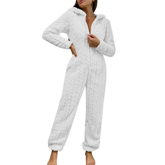 Womens Pajamas Set Womens Pajama Sets Cozy Women's Jumpsuit Pajamas - Stylish Hooded Loungewear for Comfort and Warmth in Autumn and Winter Season