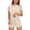 Womens Pajamas Sets Casual Short Sleeve Tops with Pocket Shorts Summer Home Loungewear 2 Piece Lounge Sets S-2XL