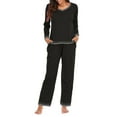 thumbnail image 1 of Womens Pajamas Sets Long Sleeve Tops with Pants 2 Piece Loungewear Ladies Casual Color Block Comfort Sleepwear Outfits Fall Christmas Pajamas, 1 of 4