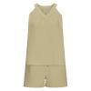 Womens Pajamas Sets Sleeveless V Neck Tops and Shorts with Pocket Home Sleepwear 2 Piece Lounge Sets S-2XL