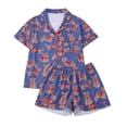 thumbnail image 1 of Womens Pajamas Short Sleeve Dogs Printed Shirts Wide Leg Elastic Shorts Sleepwear Outfit, 1 of 4