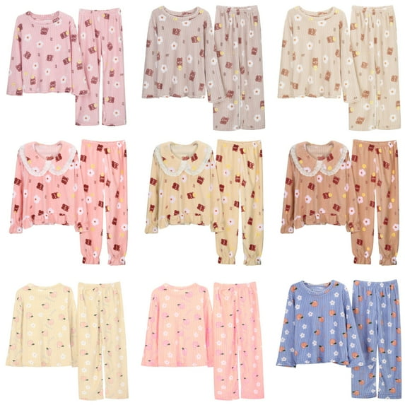 Womens Pajamas Solid Color Teddy Bear Jacquard Flannel Warm Winter Thick Warm Homewear Khaki Womens Loungewear Set One Size