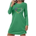 thumbnail image 1 of Womens Pajamas Straight Slim Sleepshirts Cute Heart Dog Paws Printed Long Sleeved Nightdress Round Neck Loose Comfortable Short Loungewear Soft Sleepwear, 1 of 6
