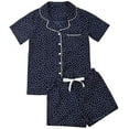 thumbnail image 1 of Womens Pajamas Summer Polka Dot Short Sleeve Shirt Button Sleepwear PJ Set 2 Piece, 1 of 4