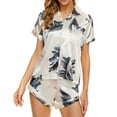 thumbnail image 1 of Womens Pajamas Trendy Print Short Sleeve Button Down Shirt And Shorts Womens Sleepwear,Z1-Grey,M, 1 of 7