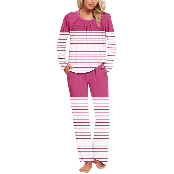 Womens Pajamas Womens Pajamas Set Pajamas for Women Ladies' Gradient Printed Casual Top Pants Pajama Set