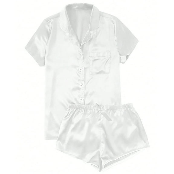 Womens Pajamas Womens Sleepwear Set Pajamas for Women Women's Satin Casual Home Button Pajama Set