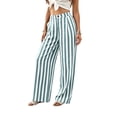 thumbnail image 1 of Womens Palazzo Pants 2026 Summer Linen Striped Wide Leg Trousers Elastic Waist Flowy Lounge Pant Pockets, L, 1 of 6