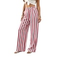 thumbnail image 1 of Womens Palazzo Pants 2026 Summer Linen Striped Wide Leg Trousers Elastic Waist Flowy Lounge Pant Pockets, M, 1 of 6