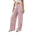 thumbnail image 1 of Womens Palazzo Pants 2026 Summer Linen Striped Wide Leg Trousers Elastic Waist Flowy Lounge Pant Pockets, S, 1 of 6