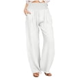 thumbnail image 1 of Womens Palazzo Pants Casual Linen Cotton Drawstring Flowy Pants Wide Leg Summer 2026 Beach Trousers with Pockets, 1 of 6