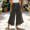 thumbnail image 1 of Womens Palazzo Pants Casual Wide Leg Smocked Elastic Waist High Waisted Wide Leg Lounge Pants Vacation Pants 2026 Summer Cropped Lightweight Casual Pants(Black,L), 1 of 3