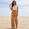 thumbnail image 1 of Womens Palazzo Pants Summer Fashion 2026 High Waisted Wide Leg Drawstring Flowy Beach Trousers with Pockets Orange M, 1 of 6