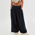 thumbnail image 1 of Womens Palazzo Pants with Drawstring Wide Legs Elastic Waist Casual Trousers with Pockets, 1 of 8