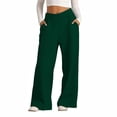thumbnail image 1 of Womens Palazzo Solid Color Sweatpants High Waist with Pocket Wide Leg Sweatpants Army Green XL, 1 of 8
