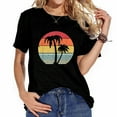 thumbnail image 1 of Womens Palm Tree, Retro Tropical, Beach T-Shirt Black 2XL, 1 of 5