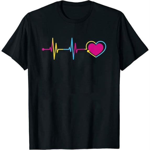 Womens Pan Queer Heartbeat Pansexual T-Shirt White X-Large