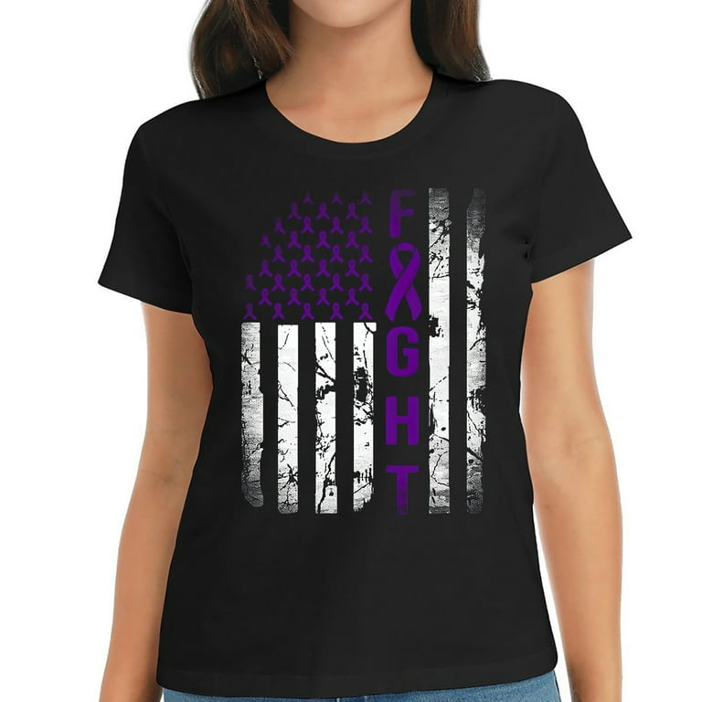 Pancreatic Cancer Awareness American Flag T-Shirt Pancreatic Cancer Awareness American Flag T-Shirt