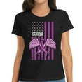 thumbnail image 1 of Womens Pancreatic Cancer Awareness Ribbon Flag T-Shirt Black 2X-Large, 1 of 5