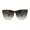 thumbnail image 1 of Womens Panel Lens Oversized Cat Eye Rectangle Plastic Rimless Sunglasses Black Gold Mirror, 1 of 4