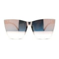 thumbnail image 1 of Womens Panel Lens Oversized Cat Eye Rectangle Plastic Rimless Sunglasses Black Peach Mirror, 1 of 4
