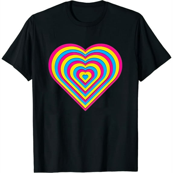 Womens Pansexual Pride Lgbt Pan Flag Colors Heart Layer Design T-Shirt Black 4X-Large