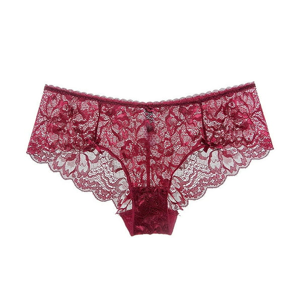 uublik Womens Panties High Waist Breathable Briefs Soft Underpants Ladies Stretch Panties Lace Underwear for Women Wine