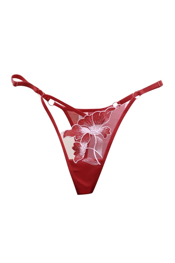 Womens Panties Mesh Seamless Thong Thin Strap Lace Jacquard Sexy Panties