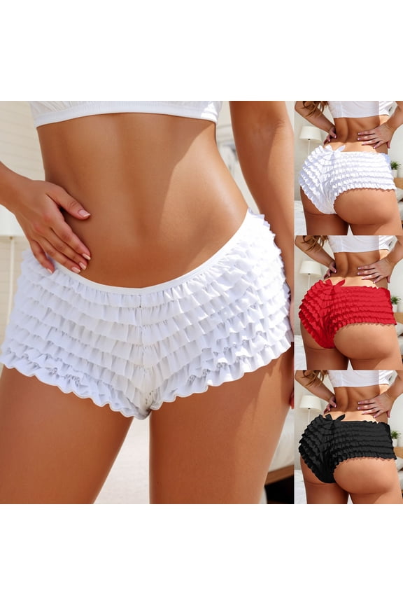 Womens Panties Ruffled Plus Size Triangle Panties Ultimate Comfort Style Women’s Underwear White XXXL