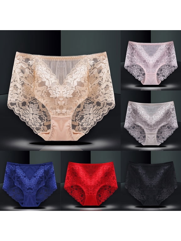 Womens Panties Seamless Floral Lace Mid High Waist Underwear High Stretch No Show Durable Edge Casual Everyday Outfit