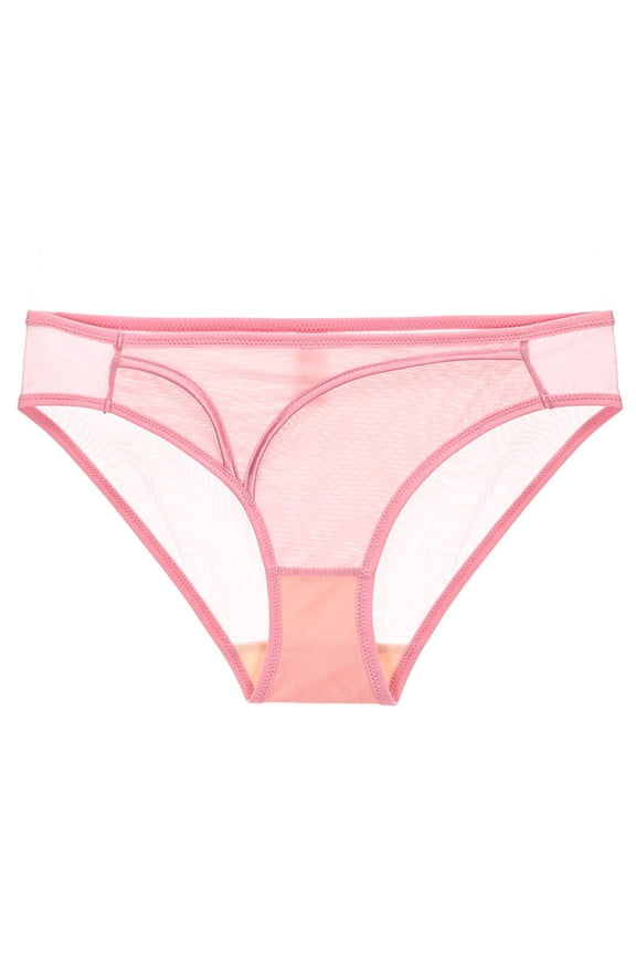 Womens Panties Sheer Mesh Triangle Soft Pink, Comfortable Cotton-Lined Underwear for Everyday Wear, 1 Pack Sizes S-XXL,Size L