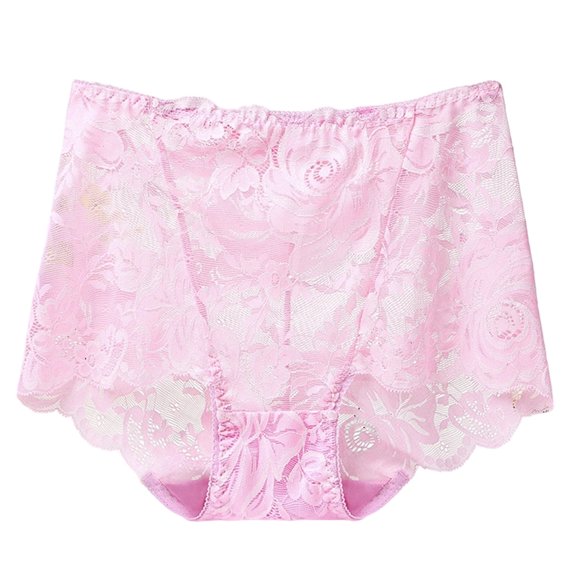 Womens Panties Solid Lace Full Coverage Comfortable Panties Elegant French Cut Lace Underwear Briefs for Women Pink XXL