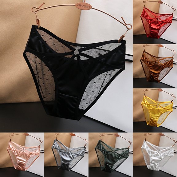 Womens Panties Transparent Low Waist Hollow Pure Desire Plus Cotton Crotch Women Underwear Brick Red L