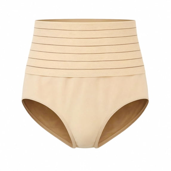 Womens Panties Underwear High Waist Stretchy Compression Tummy Control Butt Lifting Slimming Shapers Beige M