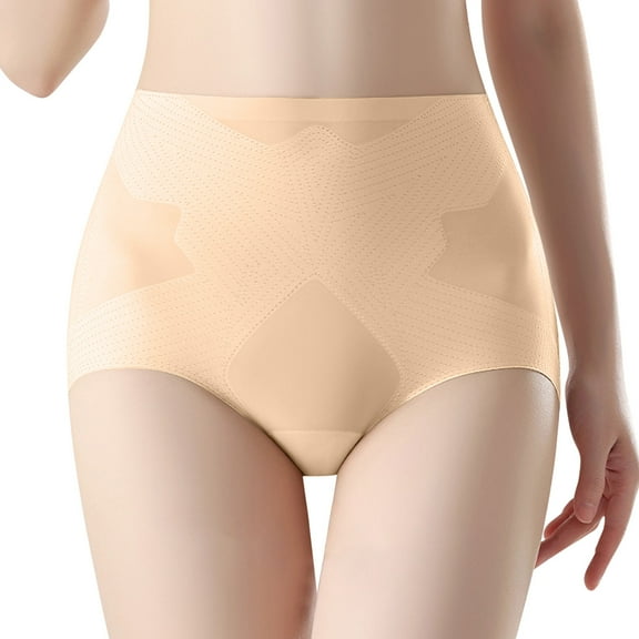 Womens Panties Womens Shapewear Tummy Underwear High Waisted Body Shaper Butt Lifting Panties Ice Silk Lightweight Underpant Briefs White Cotton Underwear for Women Khaki XL
