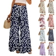 thumbnail image 1 of Womens Pants Pockets Boho Printed Elastic Waist Wide Leg Palazzo Pants for Women Work Beach Vacation Clothes Purple Pink M, 1 of 8