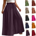 thumbnail image 1 of Womens Pants 2026 Solid-Color Oversized Flowy Drawstring Wide-Leg Casual Pant Sizes L-5XL, 1 of 7