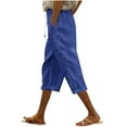 thumbnail image 1 of Womens Pants Capris Casual Summer Side Button Capris High Waist Drawstring Pants with Pockets, 1 of 4