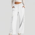 thumbnail image 1 of Womens Pants Cargo Women's Cargo Sweatpants Drawstring Wide Legs Pants Casual Baggy Pant With Multi Pockets White M, 1 of 8