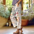 thumbnail image 1 of Womens Pants Casual Boho Print Pocket Trousers Ankle Length Casual Womens Pants White S, 1 of 5